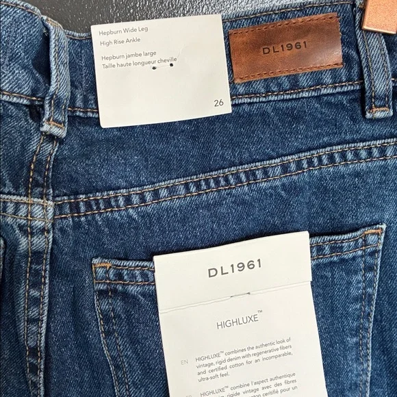 NWT DL1961 Hepburn Wide Leg High-rise Ankle Jeans Sz 26 - Picture 11 of 12